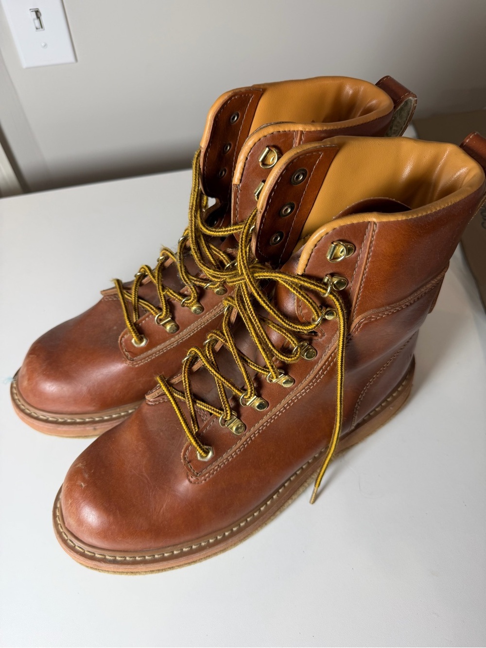 Cabela's Size 12 Felt Bottom Brown Leather Lace-Up Men's Moto Combat Boots